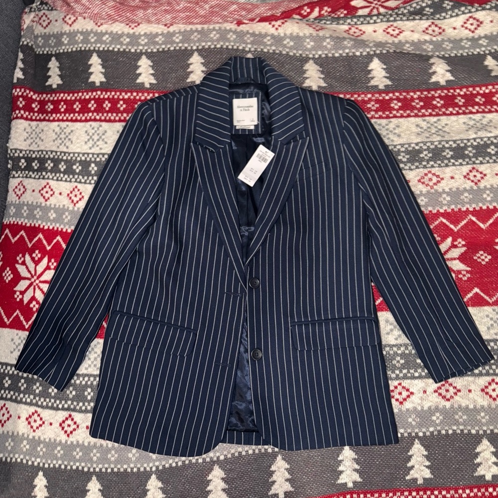 Abercrombie & Fitch Striped Navy Blazer - Picture 3 of 6